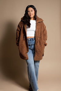 Piper Drawstring Waist Sherpa Coat