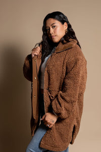 Piper Drawstring Waist Sherpa Coat