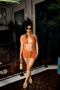 Timea Knitted, Halter Top And Shorts Set