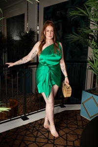 Julieta Green Wrap Mini Dress